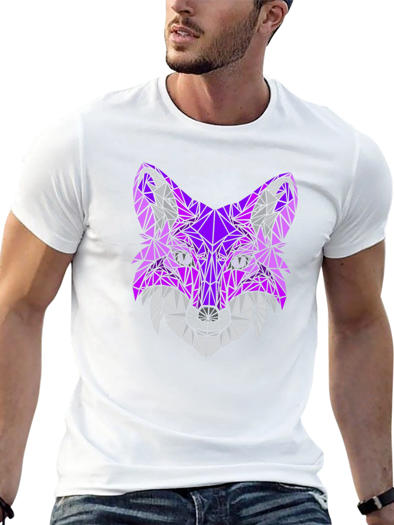Geometric Fox Head T-Shirt - Abstract Design