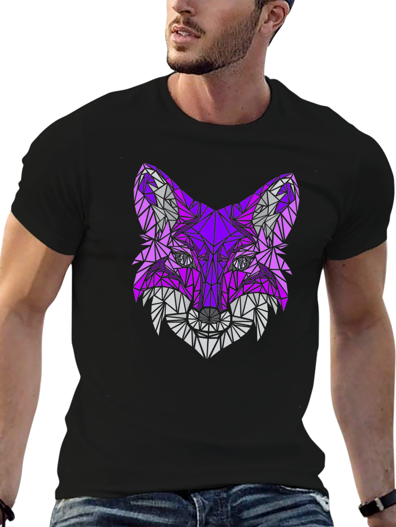 Geometric Fox Head T-Shirt - Abstract Design