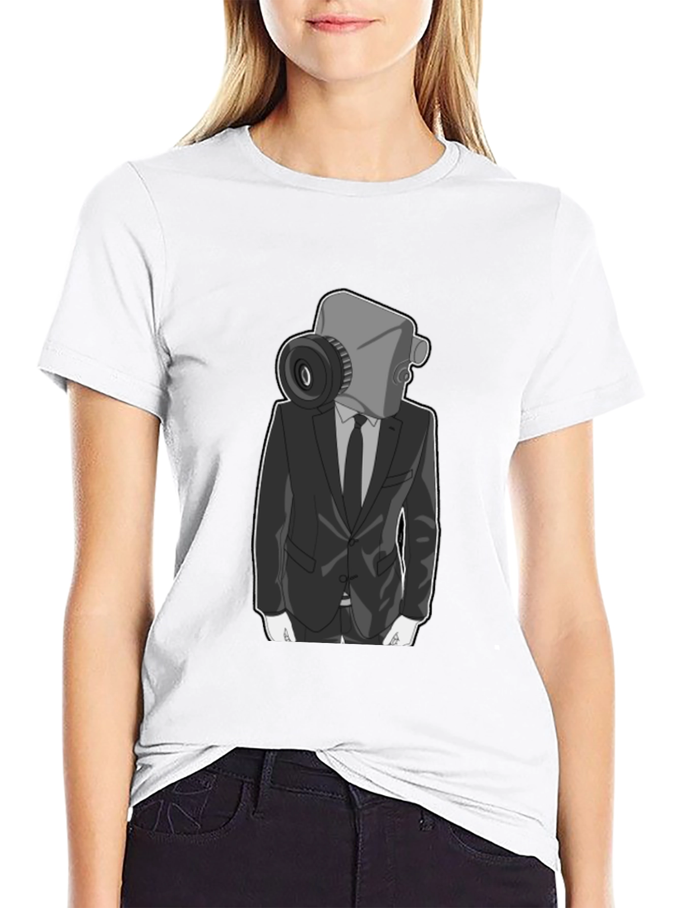Camera Head Man in Suit Graphic T-Shirt