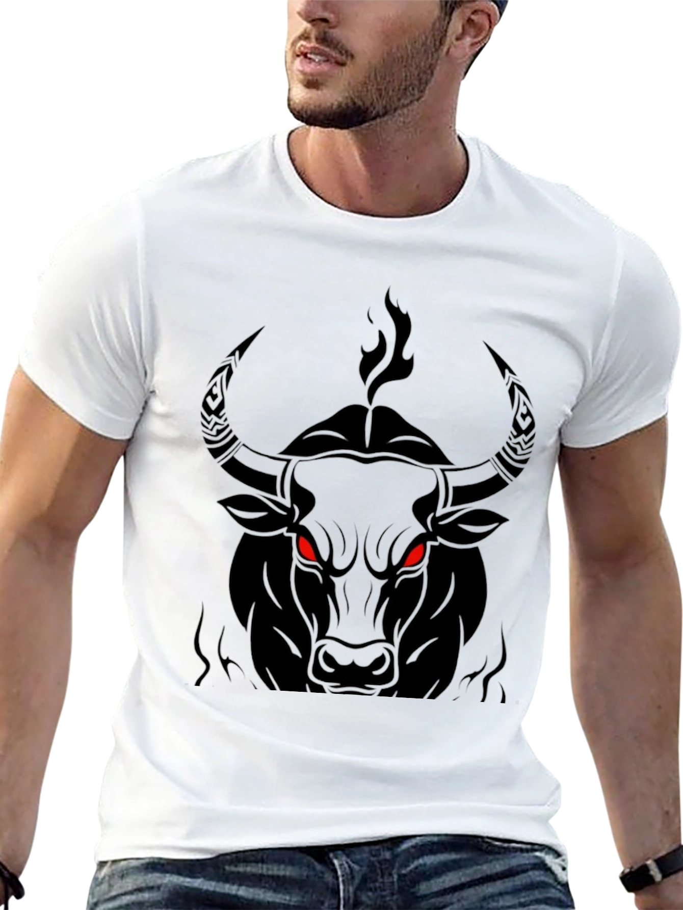 Mens Black Bull Graphic Tee