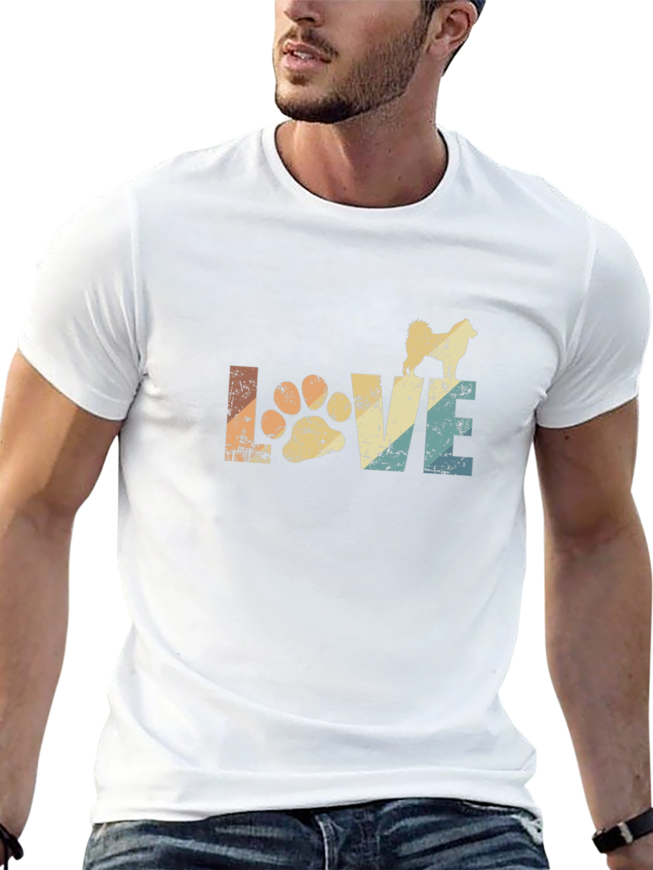 Love Dog Paw T-Shirt Retro Style