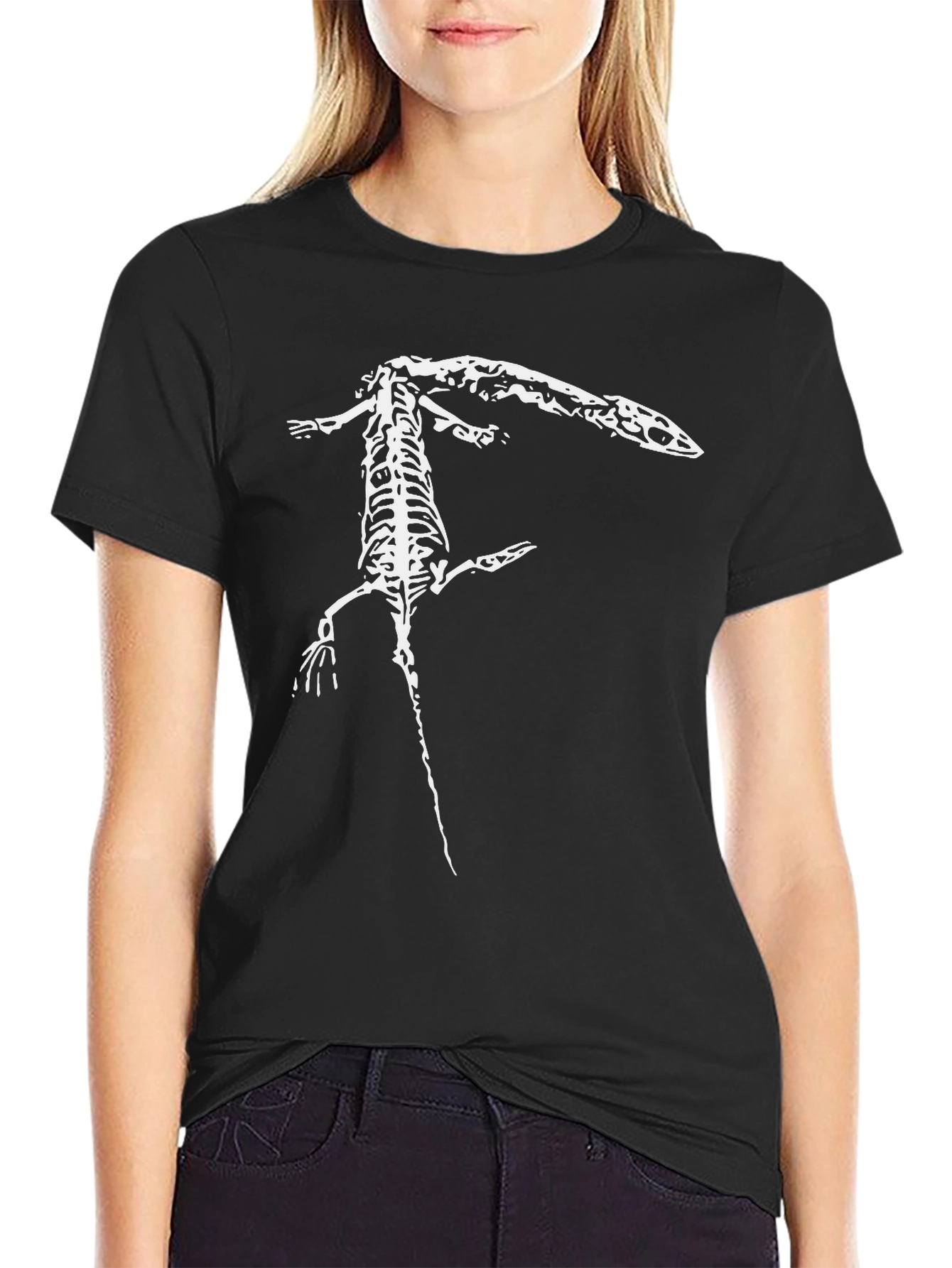 Lizard Skeleton Graphic Tee - Black T-Shirt