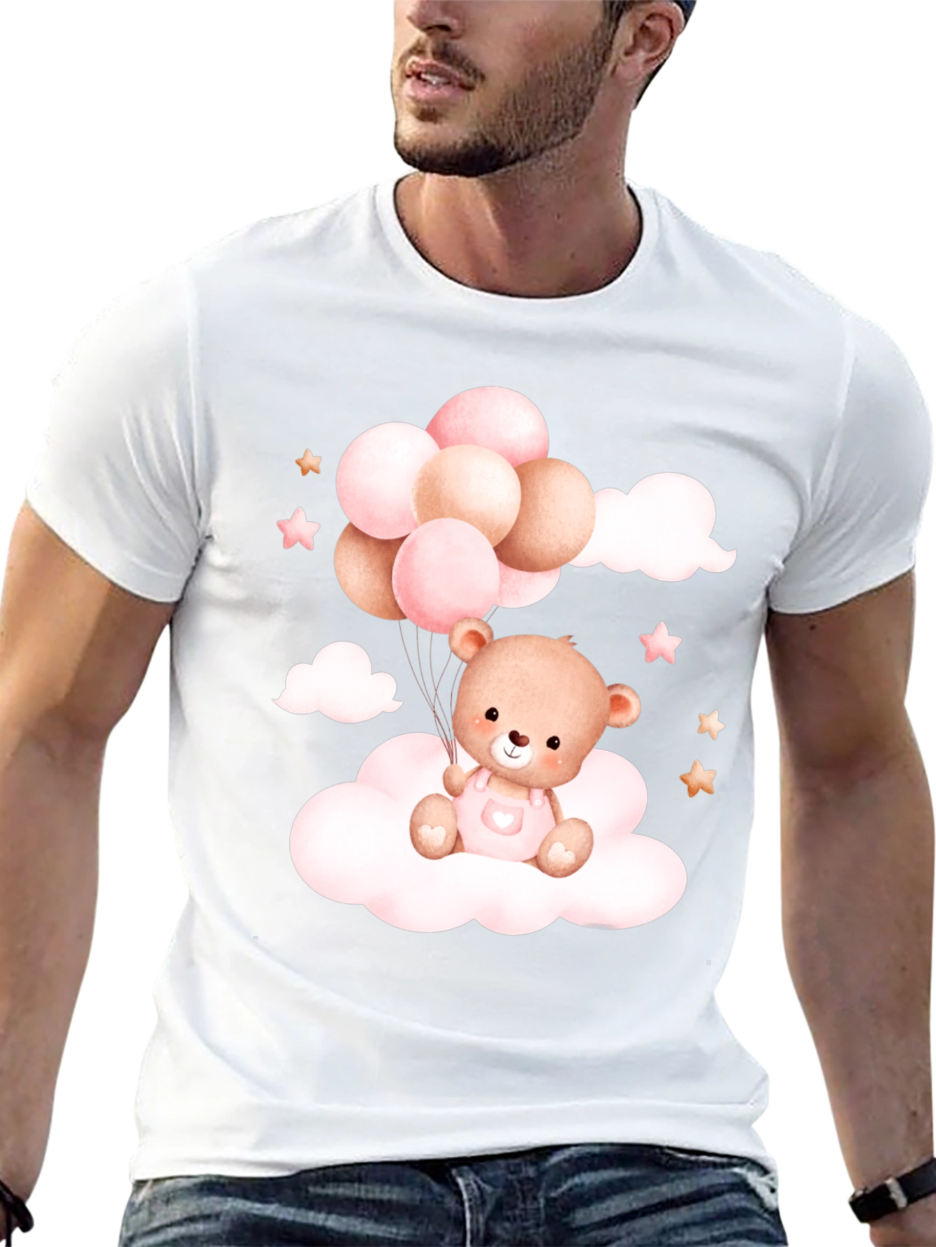 Cute Teddy Bear Balloons Black Tee