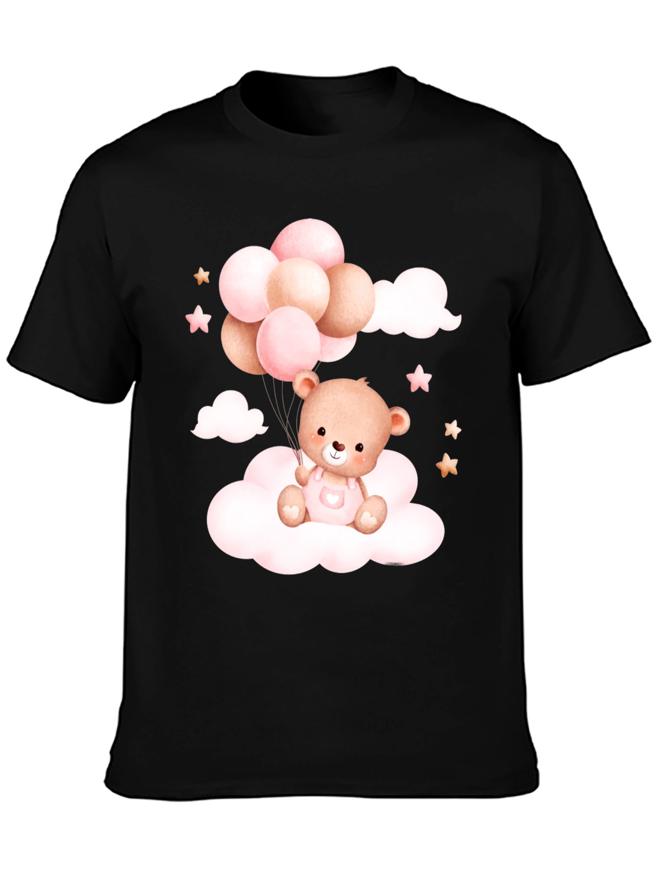 Cute Teddy Bear Balloons Black Tee
