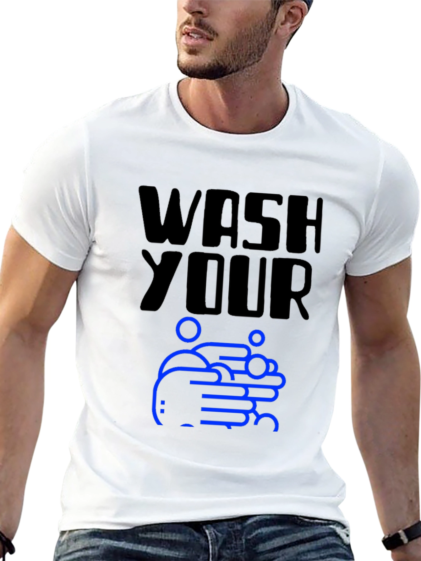 Wash Your Hands Graphic Tee - Black Cotton T-Shirt