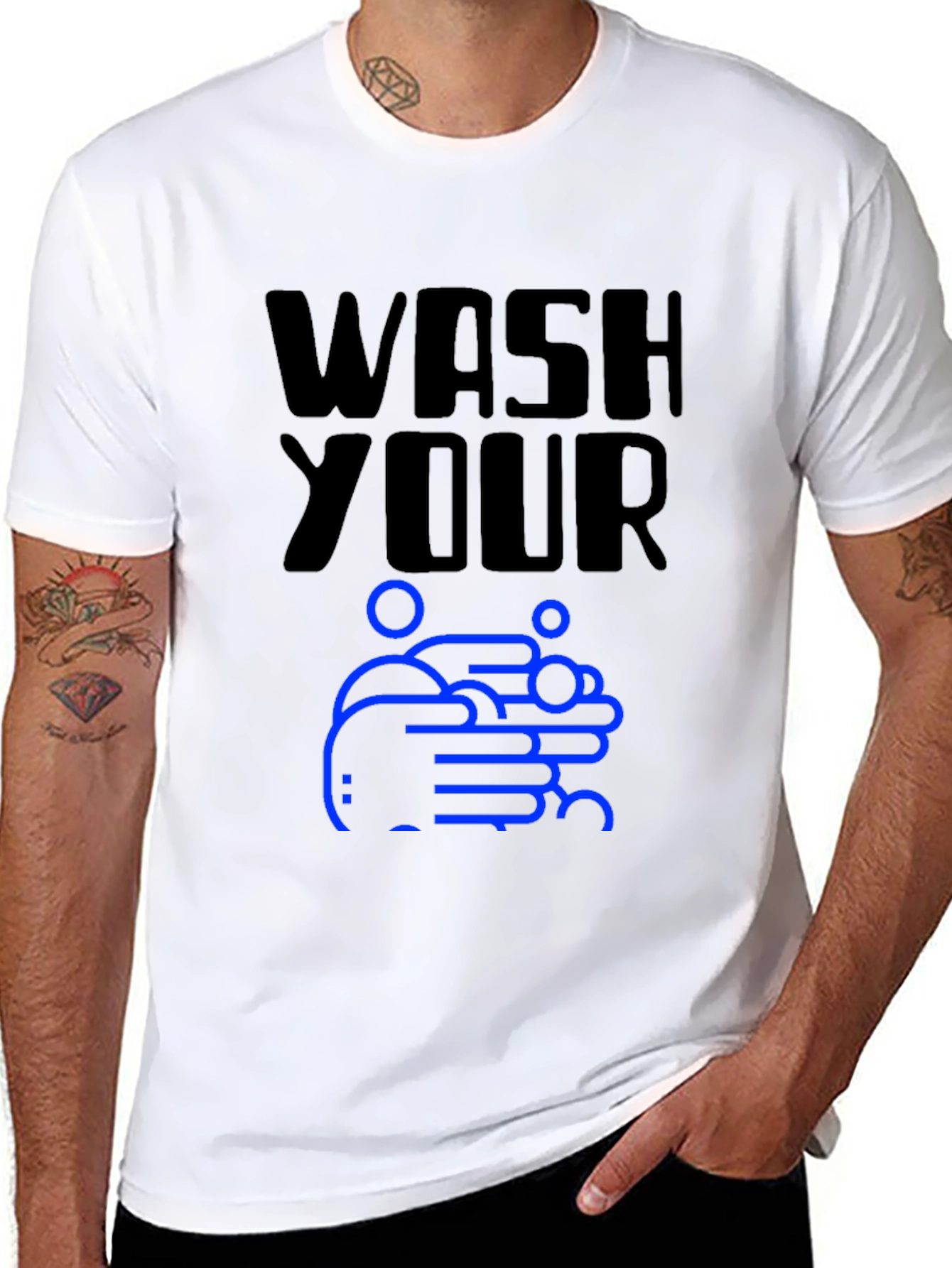 Wash Your Hands Graphic Tee - Black Cotton T-Shirt