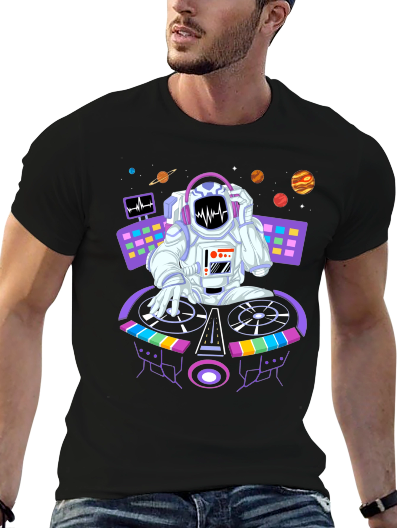 DJ Astronaut Graphic Tee - Space Beats Shirt
