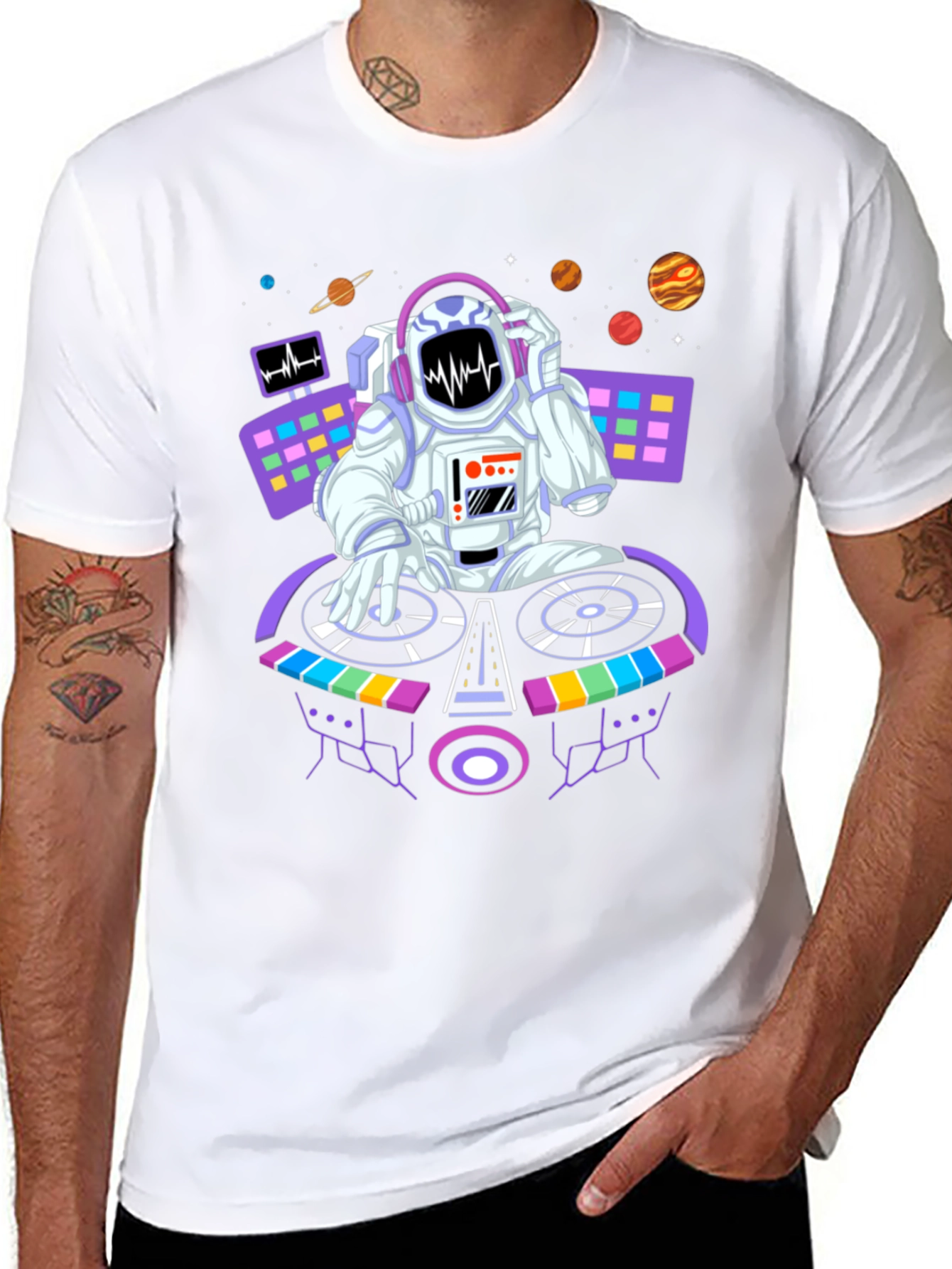 DJ Astronaut Graphic Tee - Space Beats Shirt