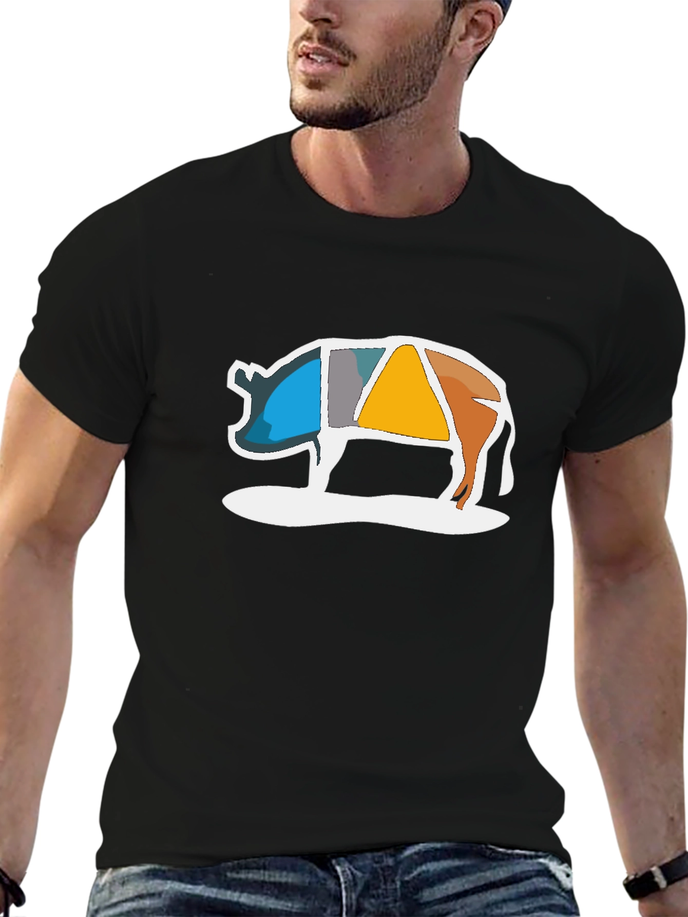 Abstract Pig Graphic Tee - Modern Art Design