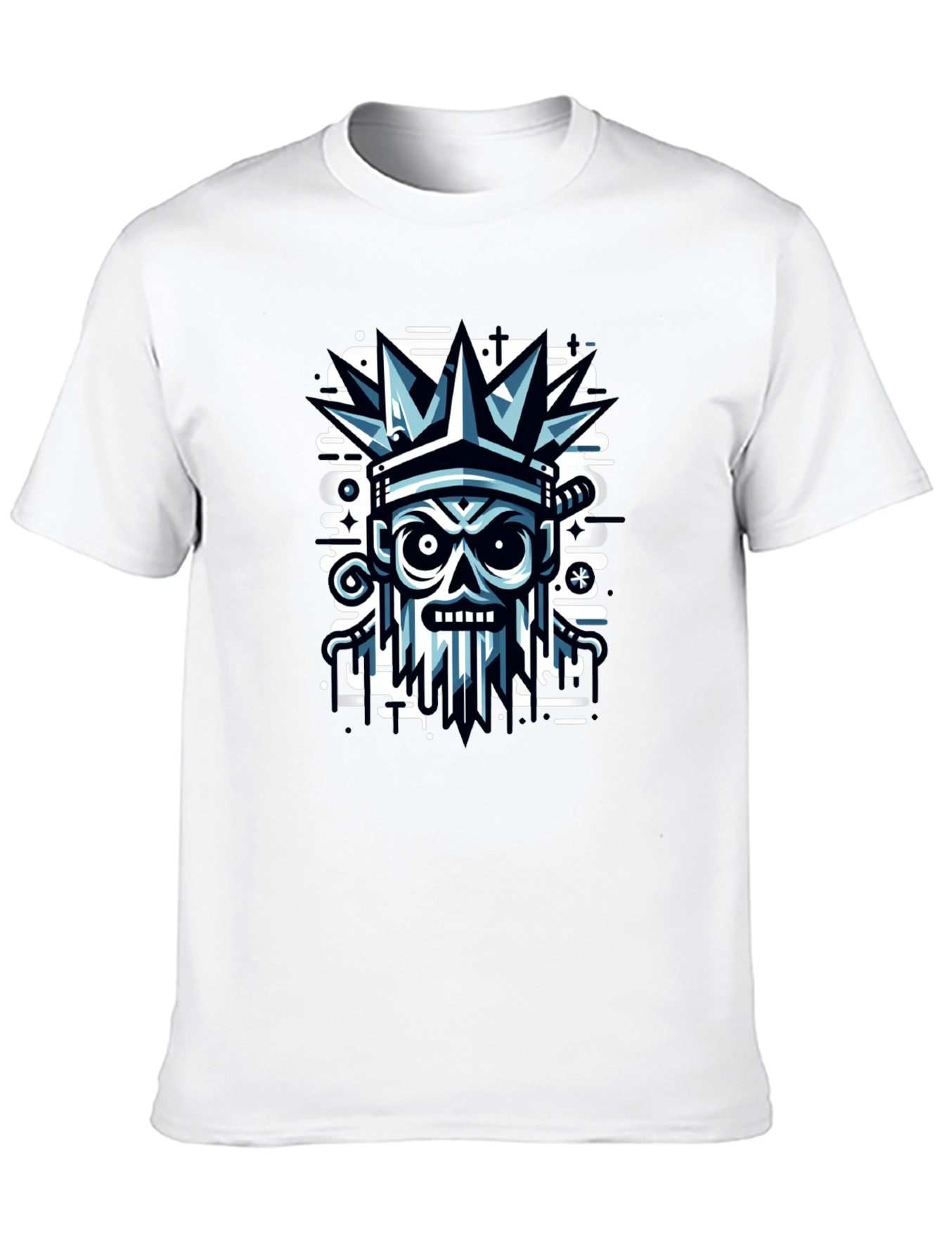 Edgy Skull Crown Graphic Tee - Black