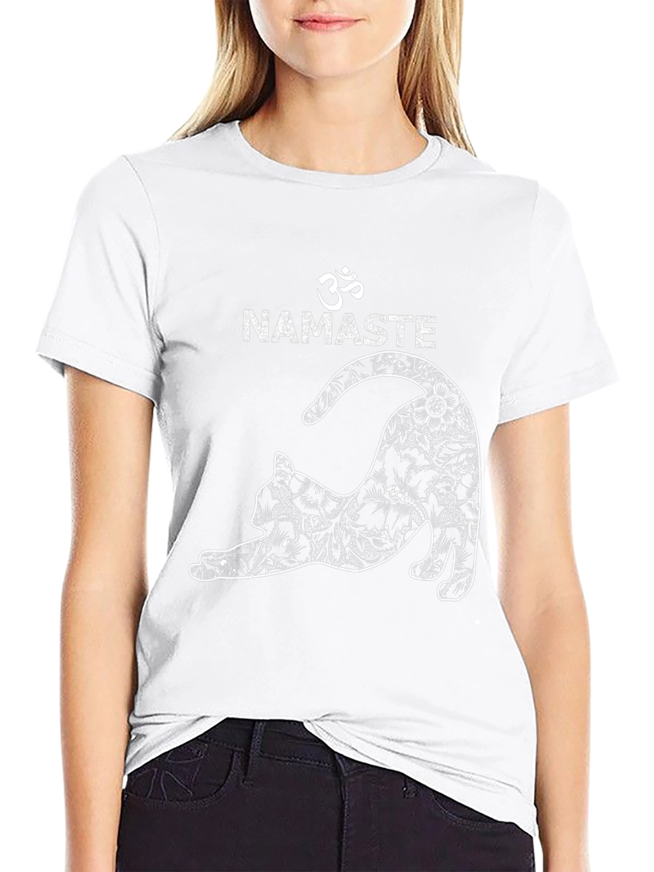 Namaste Yoga Cat Graphic Tee - Unisex Black T-Shirt