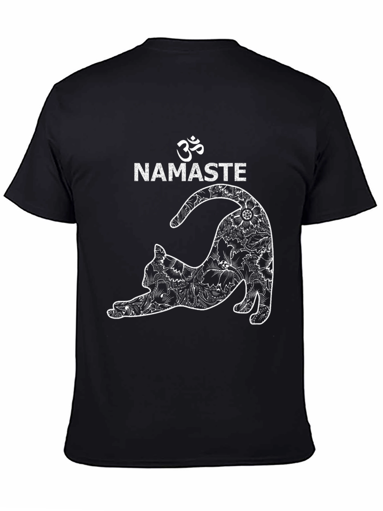 Namaste Yoga Cat Graphic Tee - Unisex Black T-Shirt