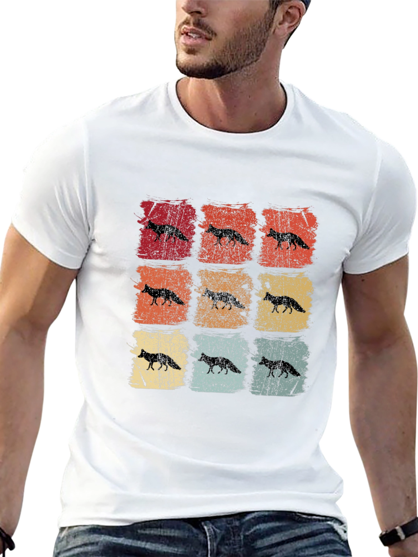 Retro Fox Graphic Tee - Distressed Design