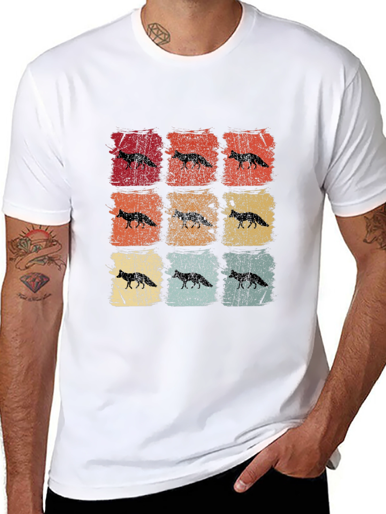 Retro Fox Graphic Tee - Distressed Design