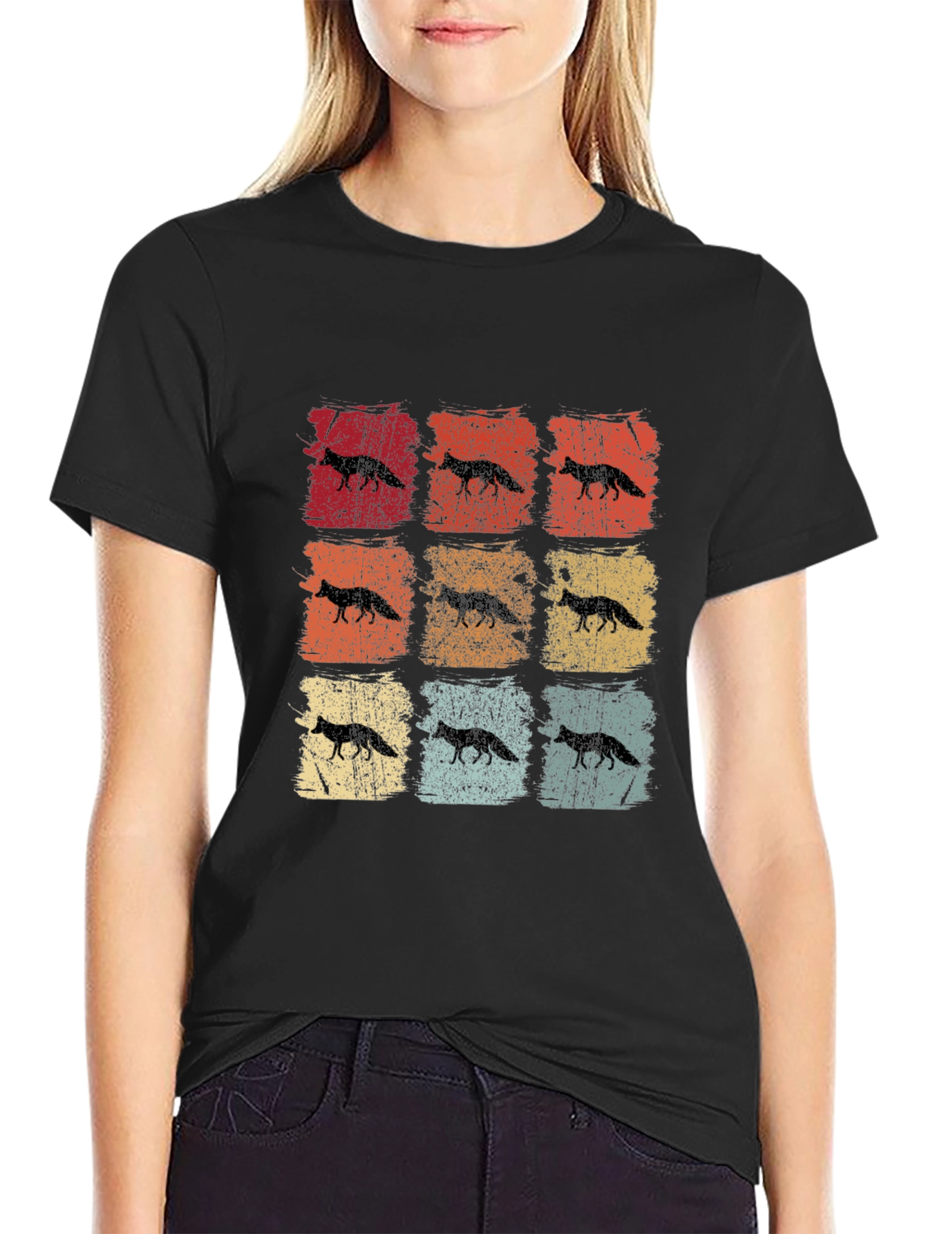 Retro Fox Graphic Tee - Distressed Design