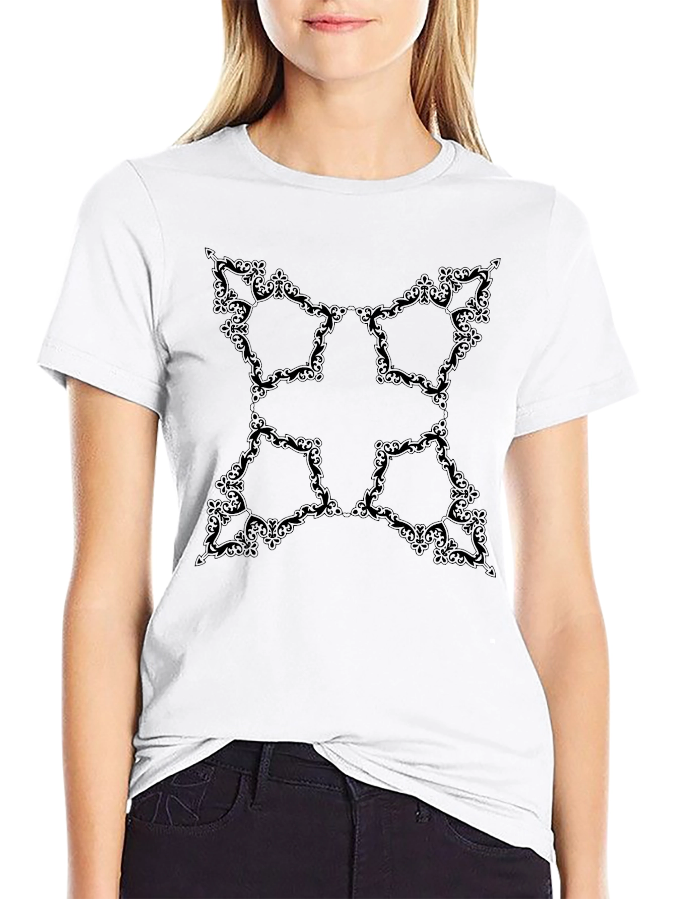 Elegant Black Tee with Ornate Pattern