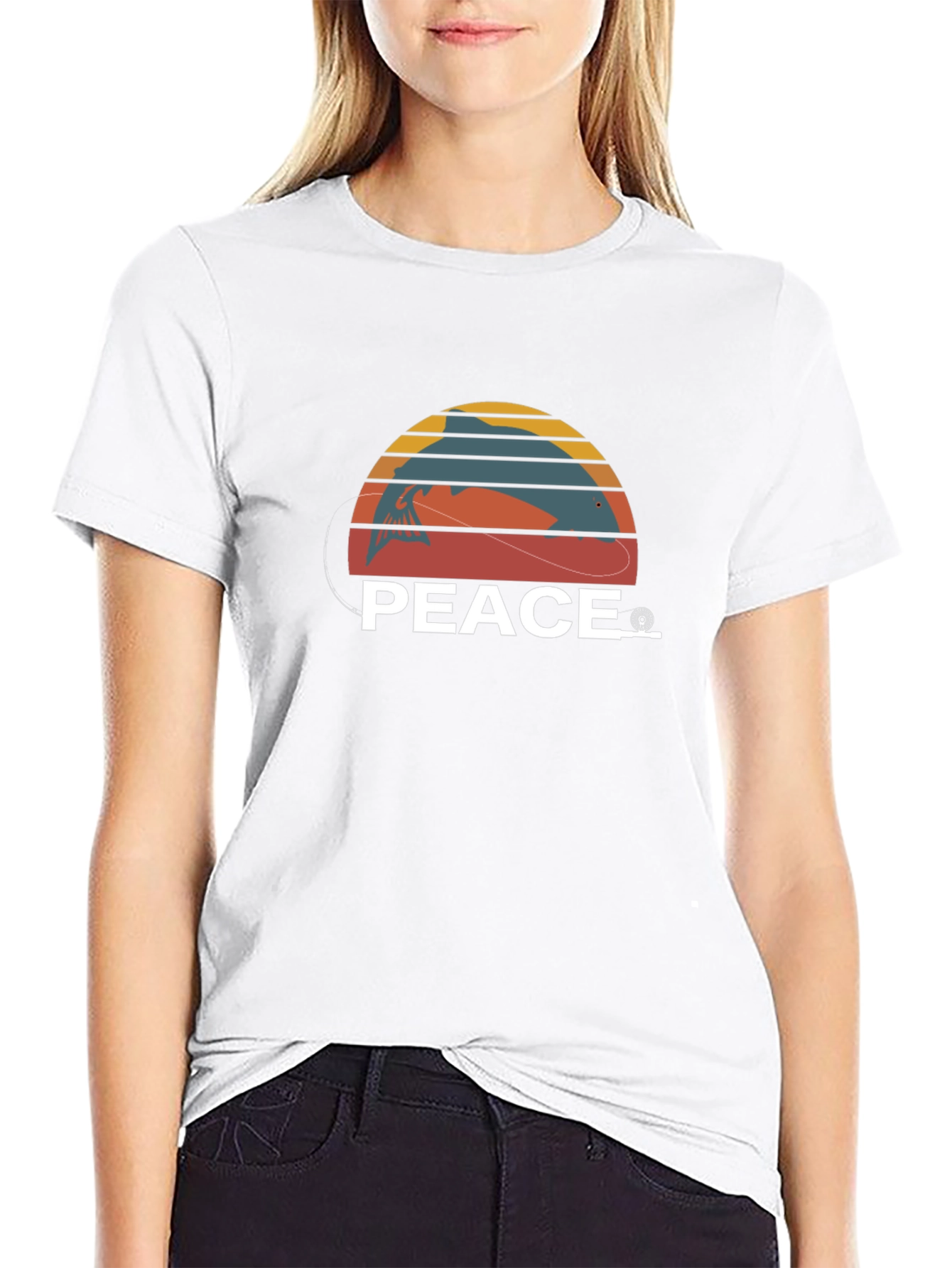 Peace Fishing Graphic Tee - Black