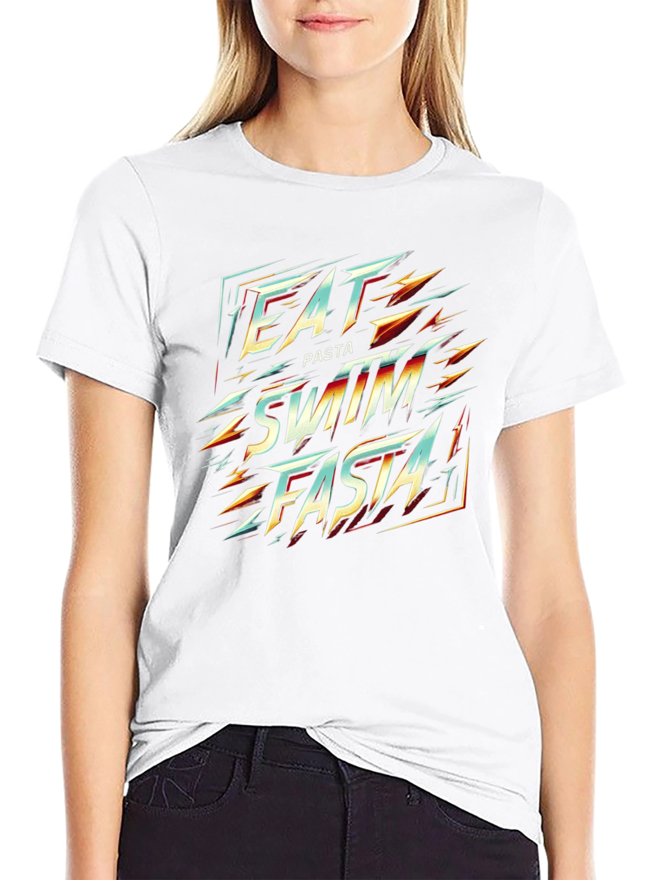 Eat Pasta Swim Fasta Graphic Tee - Black