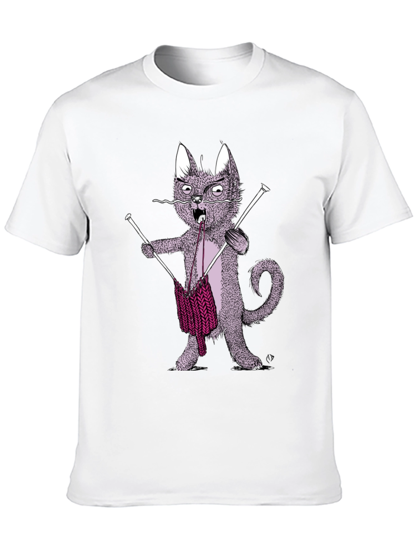 Knitting Cat Graphic Tee - Quirky Unisex T-Shirt