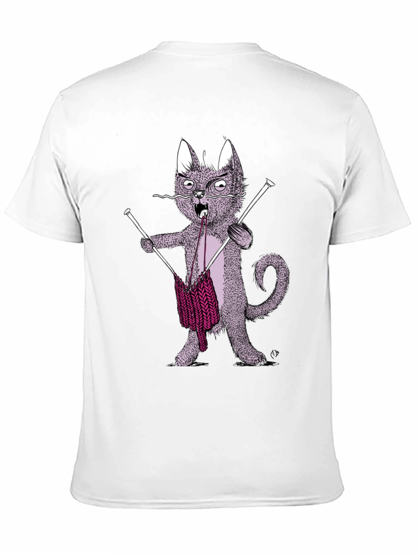 Knitting Cat Graphic Tee - Quirky Unisex T-Shirt