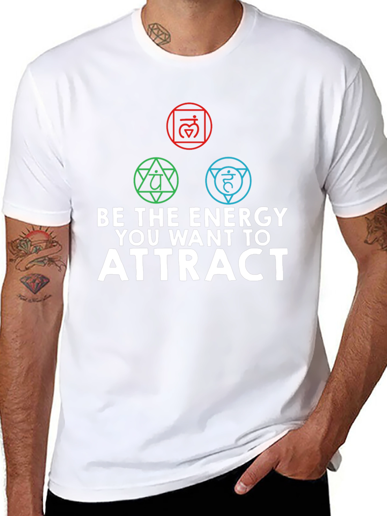 Energy Chakra Black Graphic T-Shirt for Men