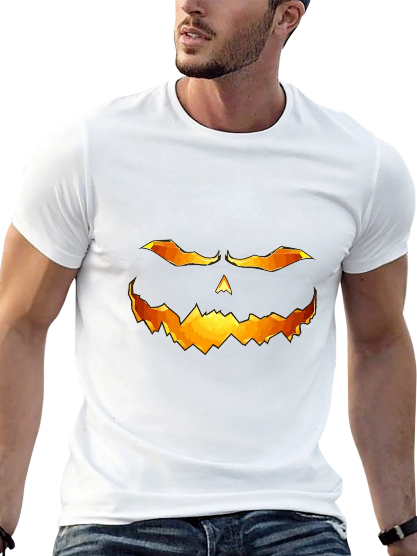 Halloween Pumpkin Face Graphic T-Shirt