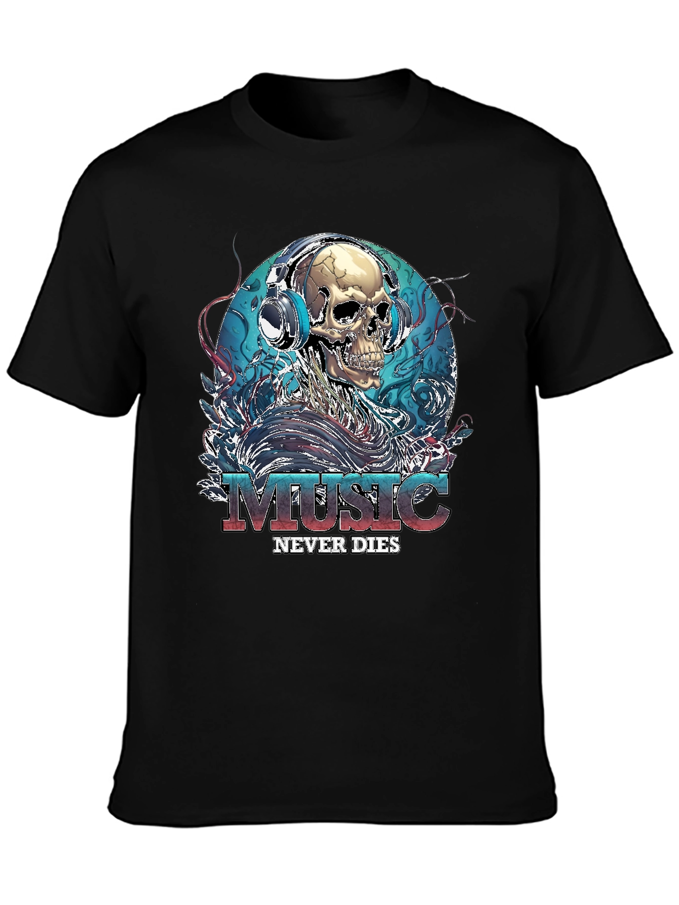 Music Never Dies Skull Graphic Tee
