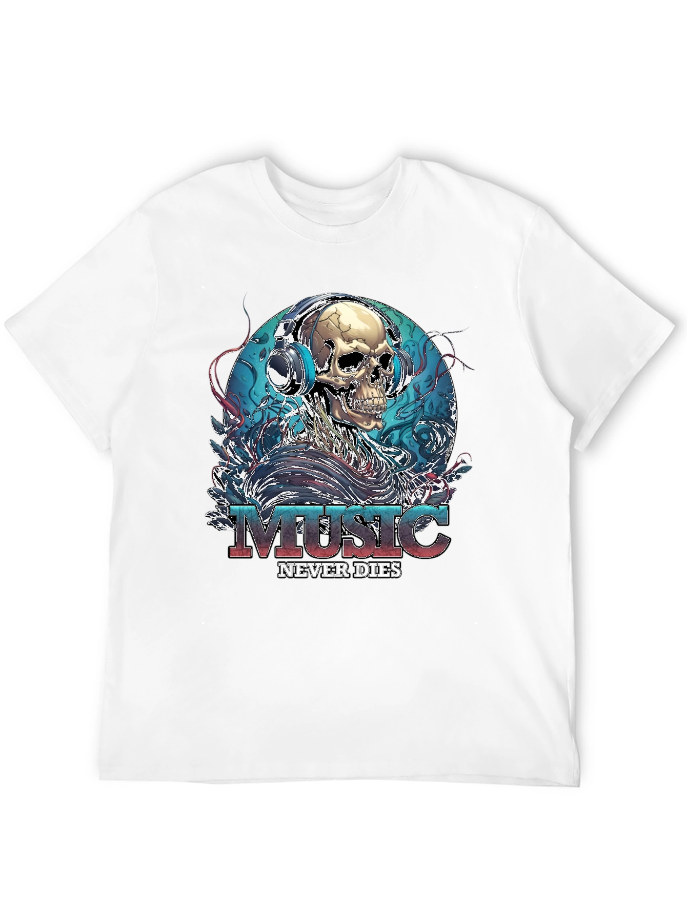 Music Never Dies Skull Graphic Tee