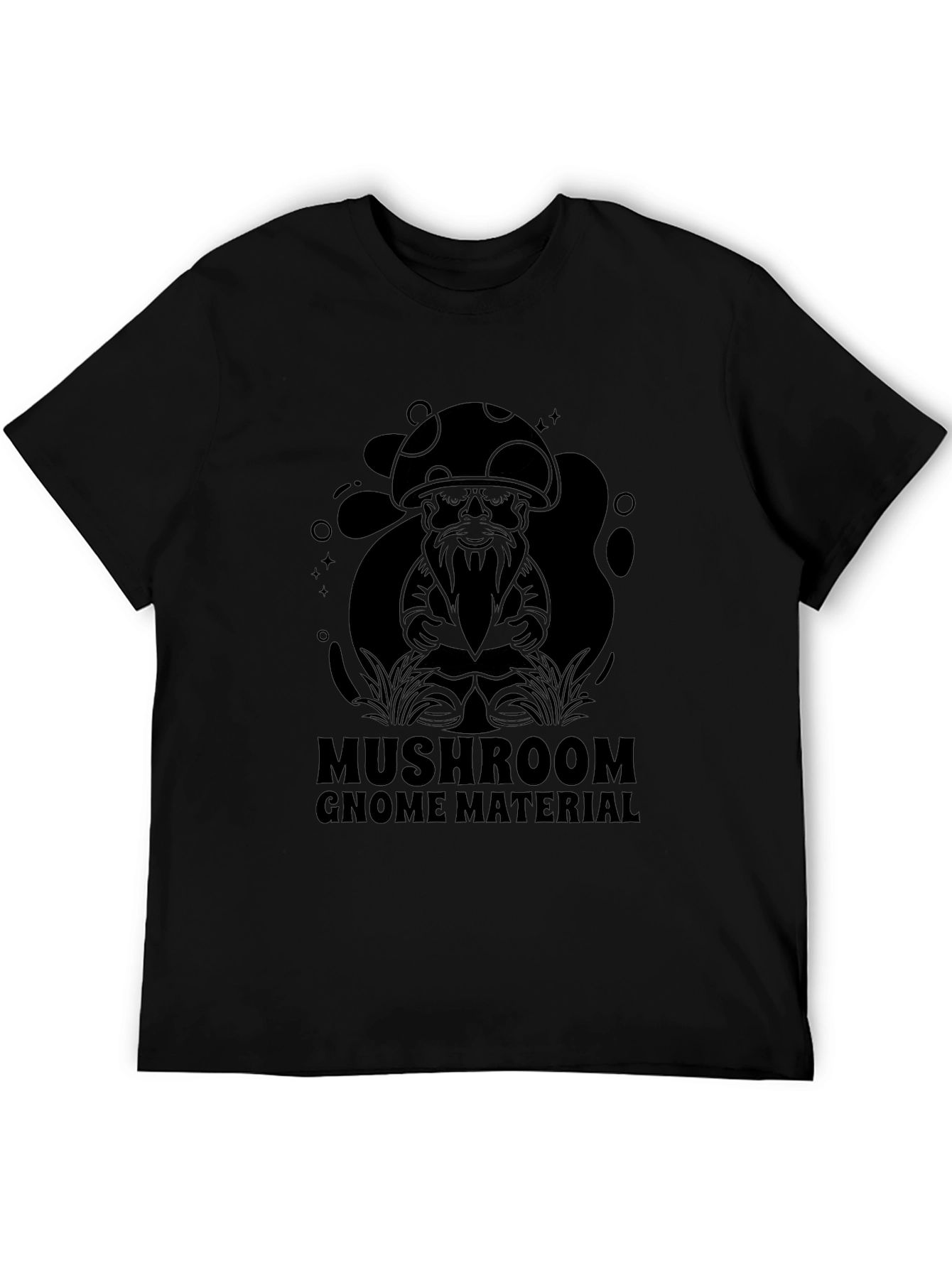 Mushroom Gnome Material Black T-Shirt