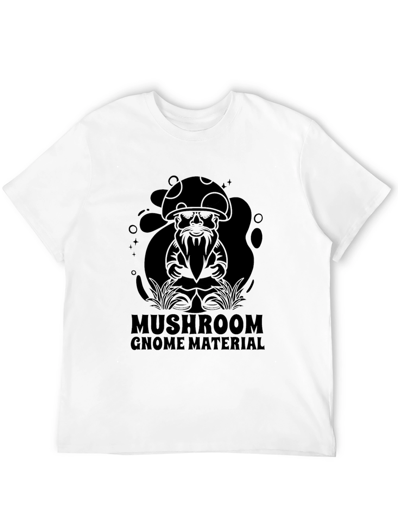 Mushroom Gnome Material Black T-Shirt