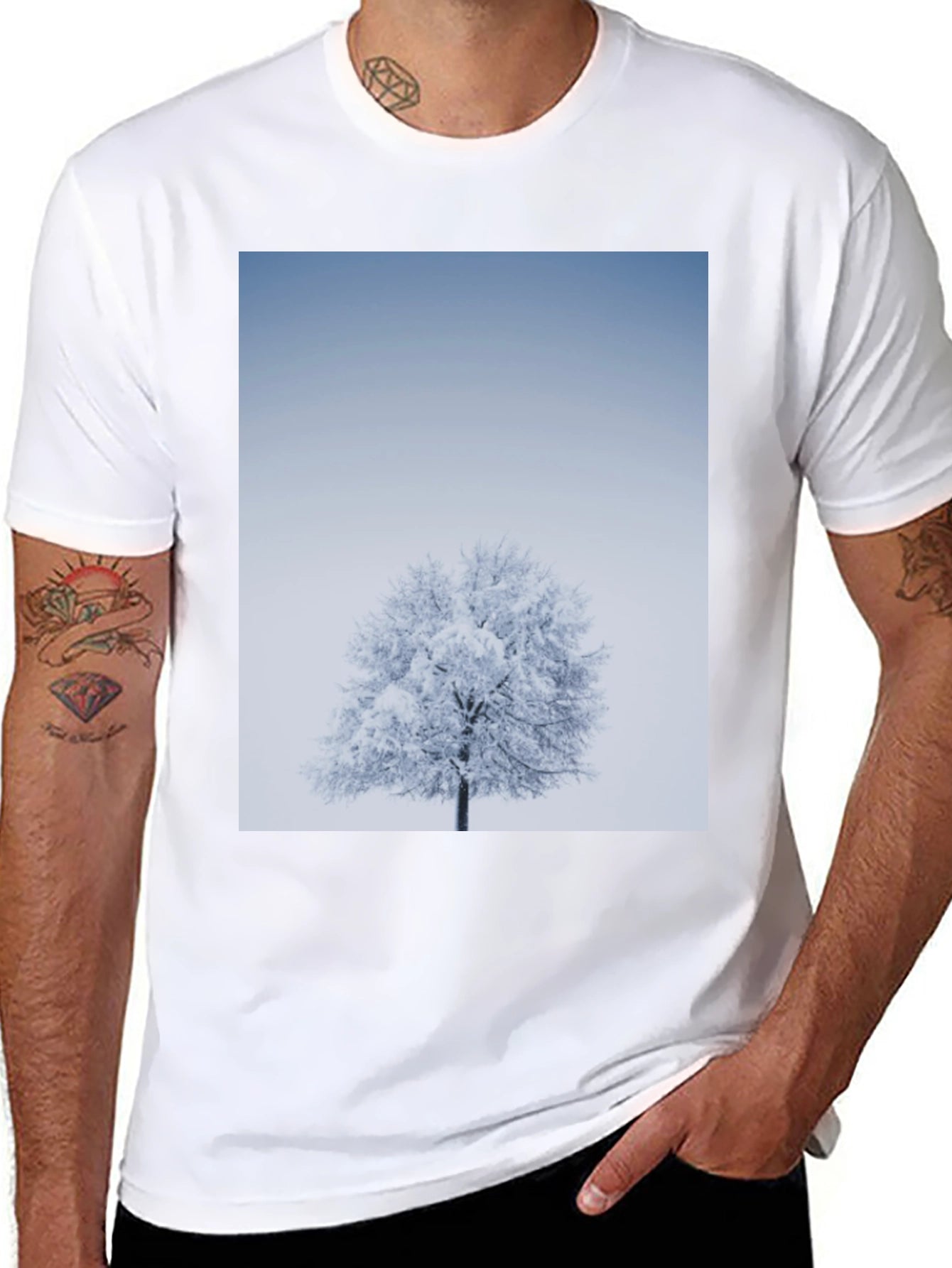 Winter Tree Graphic Tee - Stylish Black T-Shirt