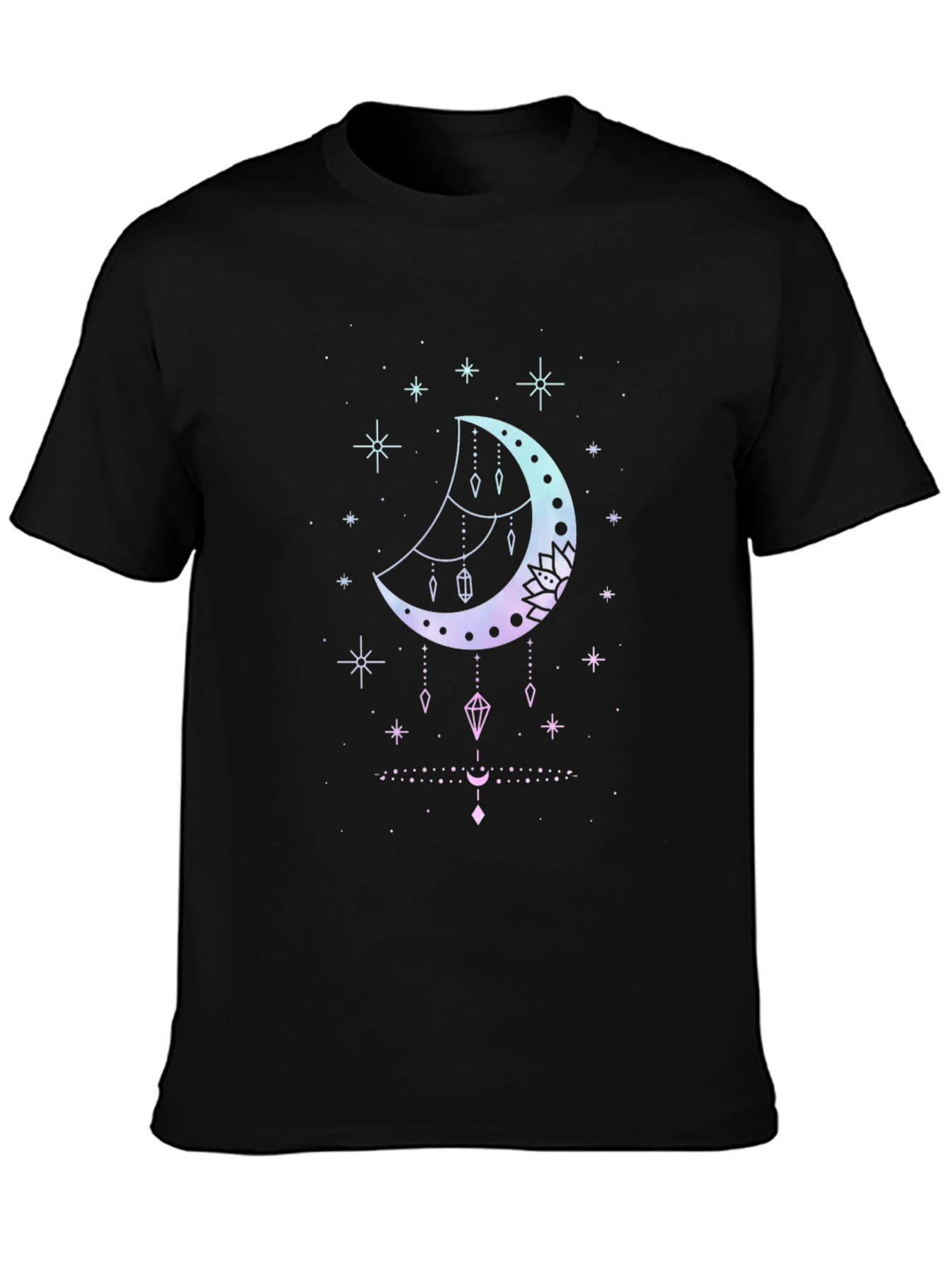Celestial Moon Graphic Tee - Black