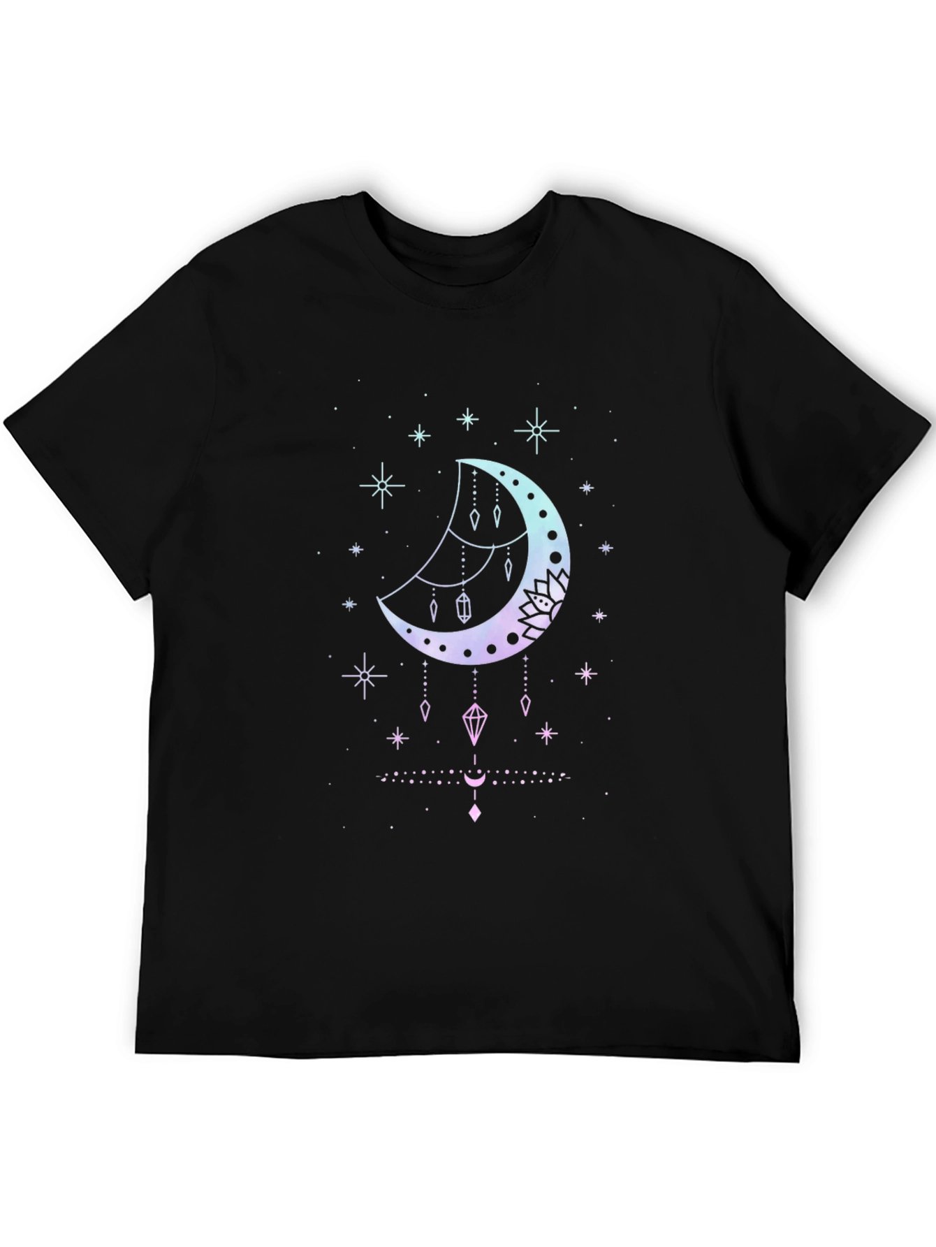 Celestial Moon Graphic Tee - Black