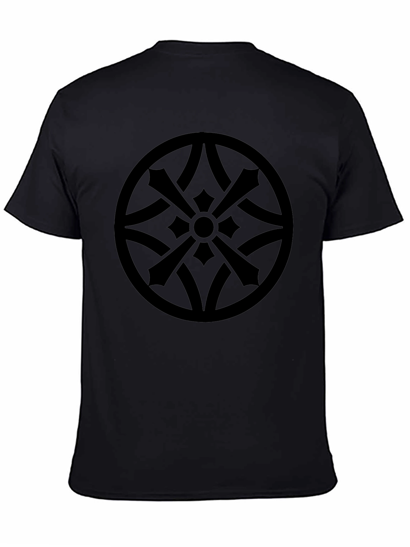 Stylish Black Tee with Geometric Circle Design