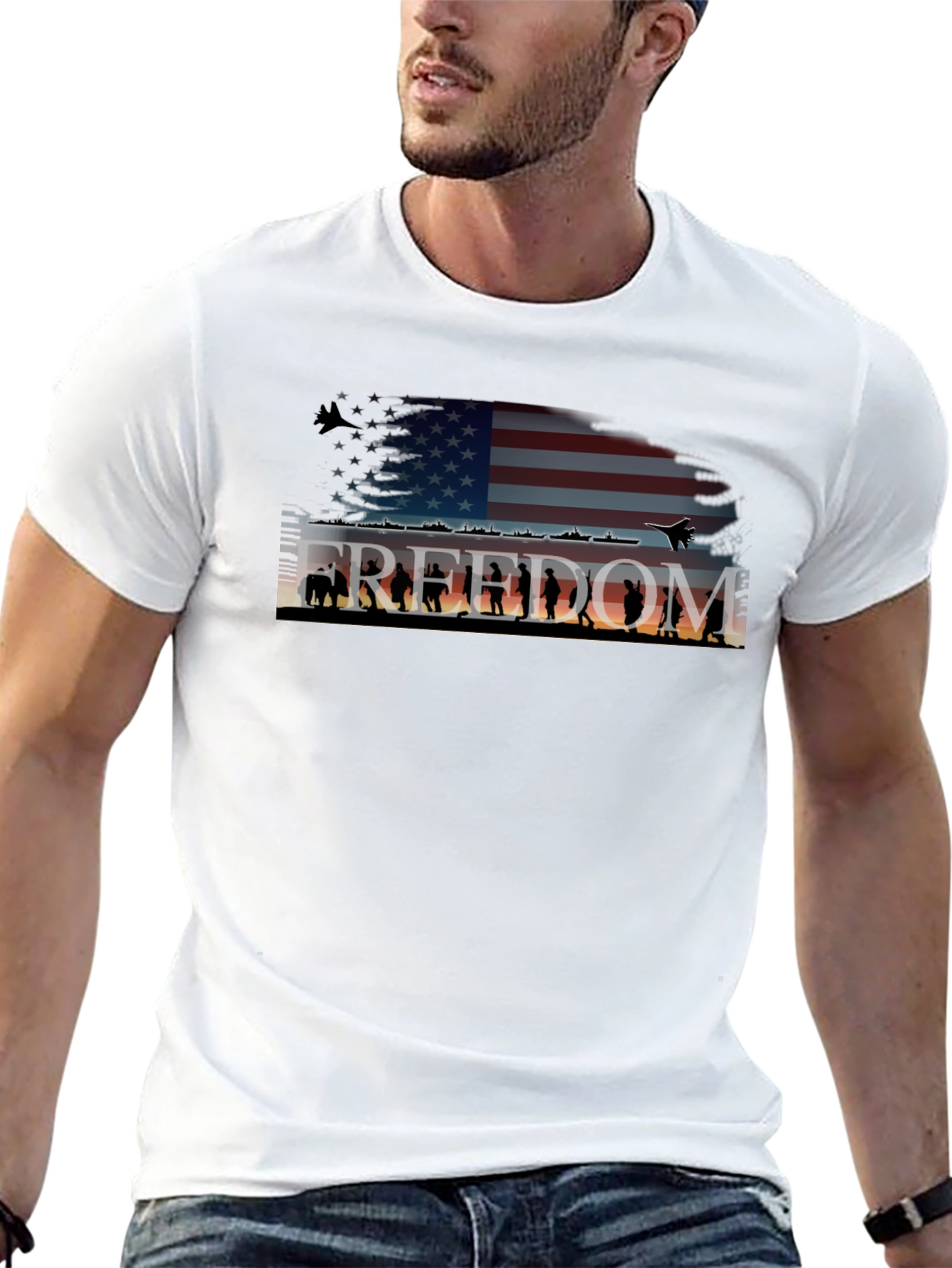 Freedom Graphic T-Shirt - Patriotic American Flag Tee