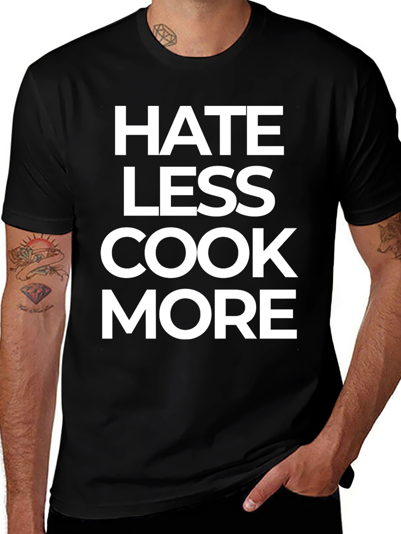 Hate Less Cook More Black Graphic Tee