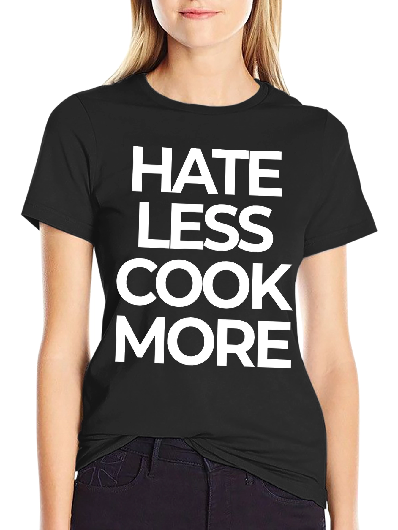 Hate Less Cook More Black Graphic Tee