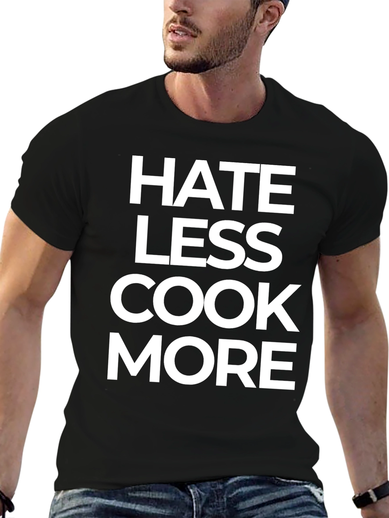 Hate Less Cook More Black Graphic Tee