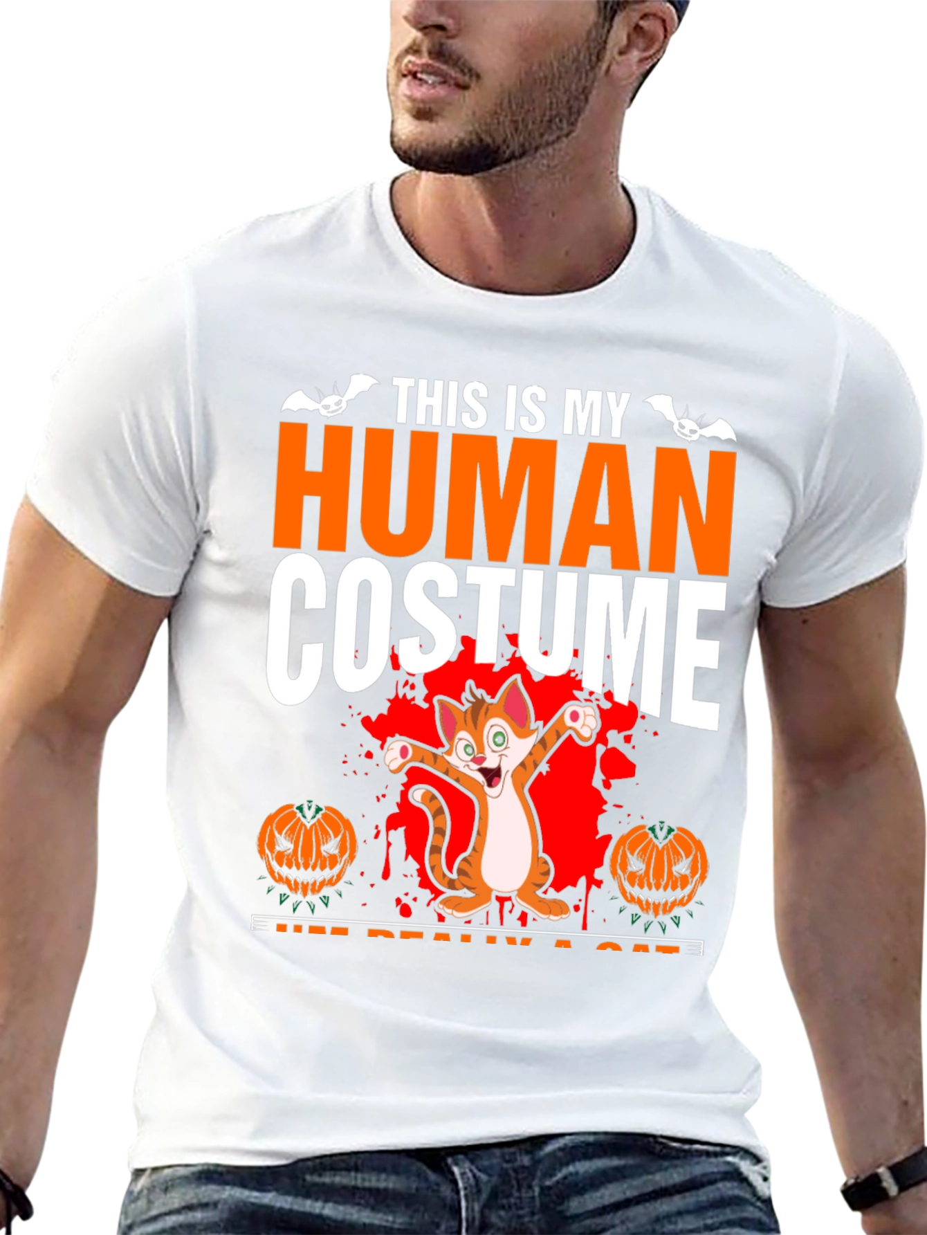 Human Costume Cat Halloween T-Shirt