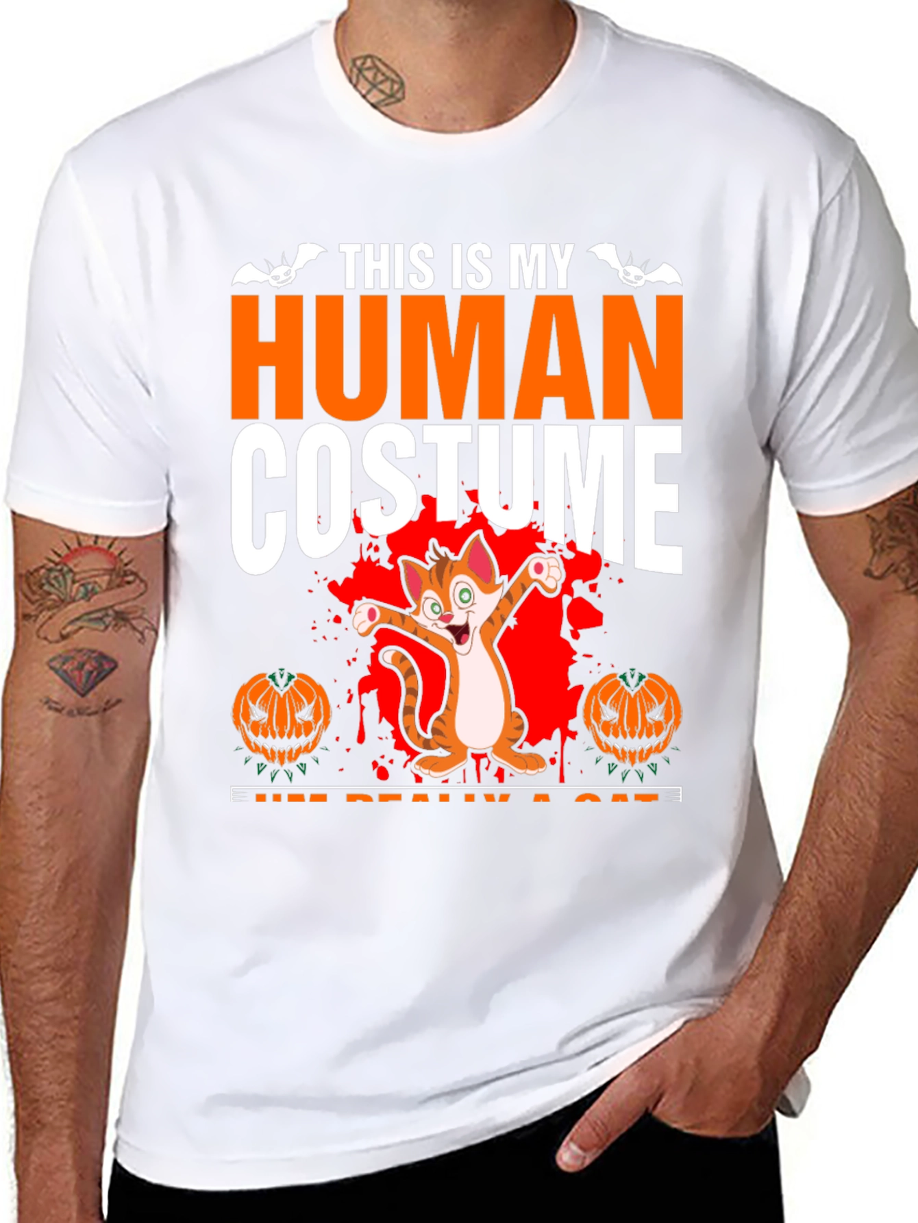 Human Costume Cat Halloween T-Shirt