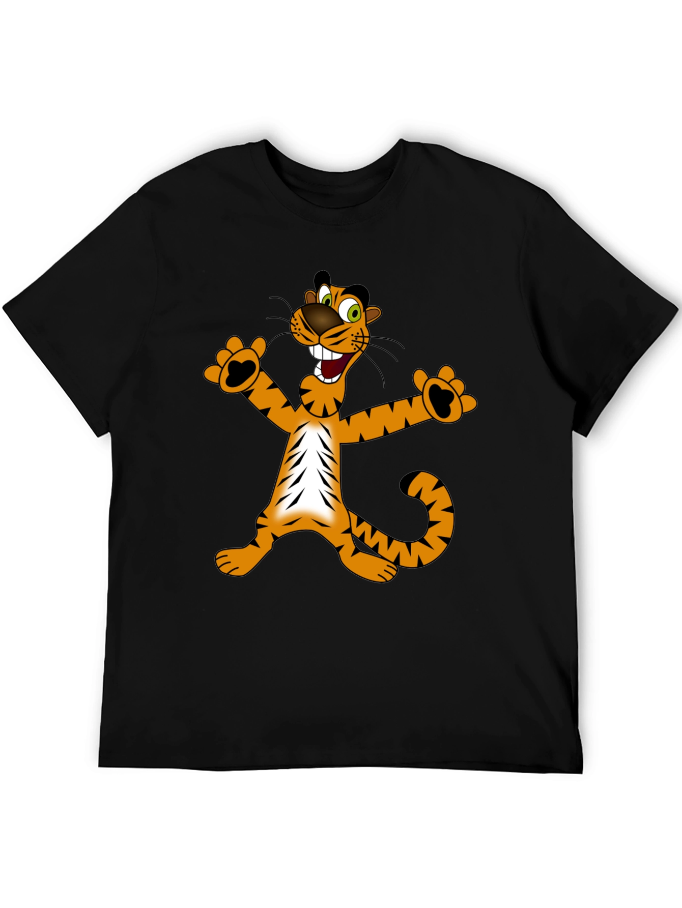 Cartoon Tiger Graphic T-Shirt - Black
