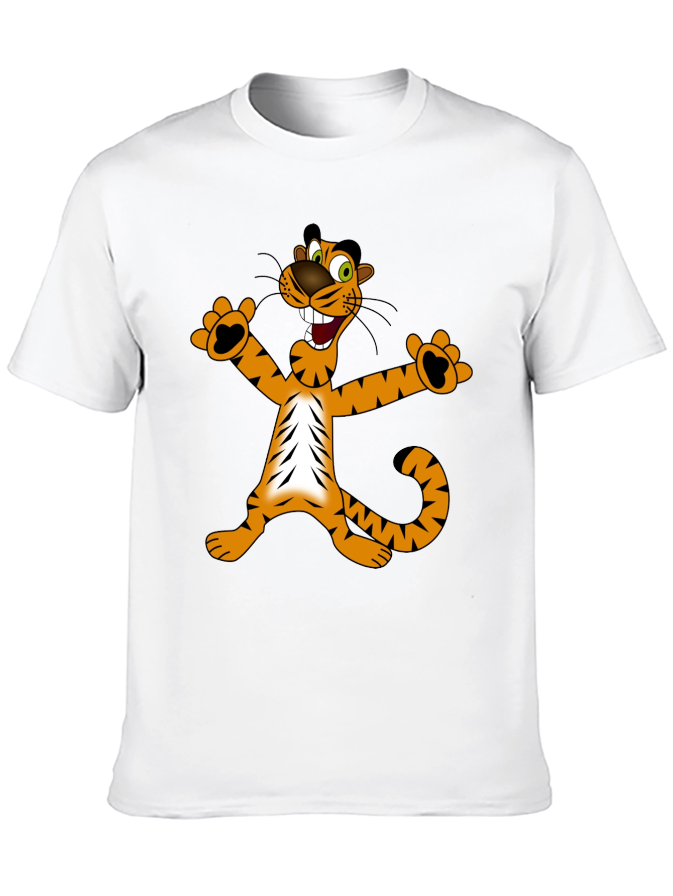 Cartoon Tiger Graphic T-Shirt - Black