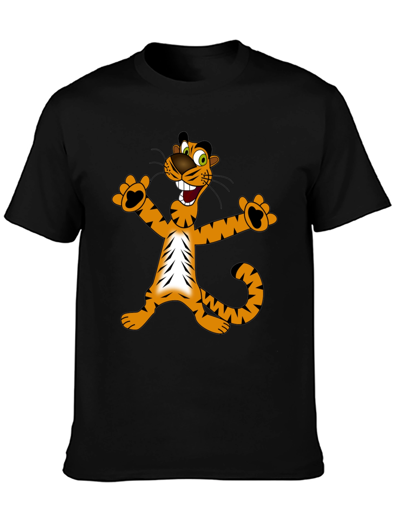 Cartoon Tiger Graphic T-Shirt - Black