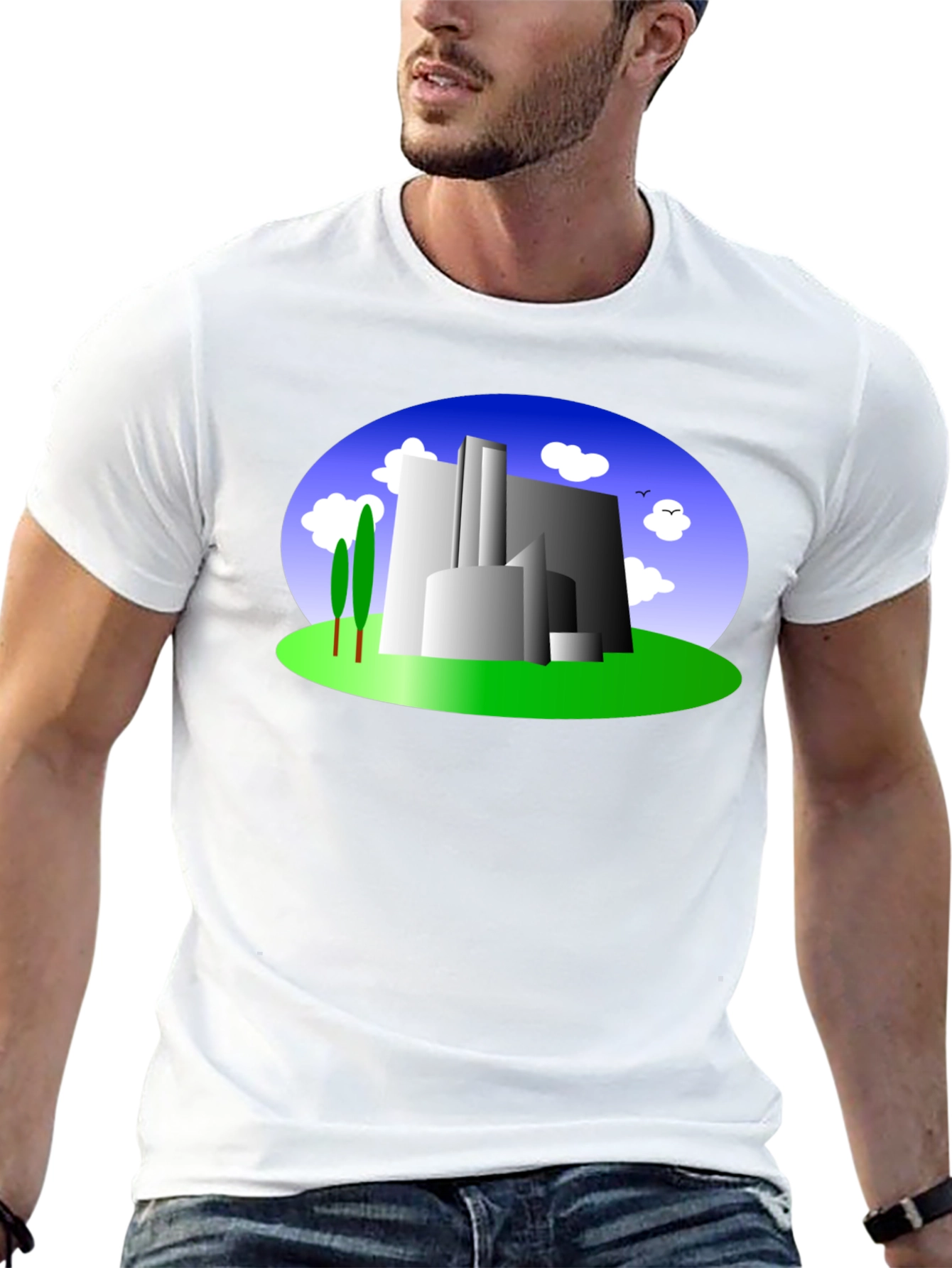 Abstract Building Graphic Tee - Modern Cityscape Shirt