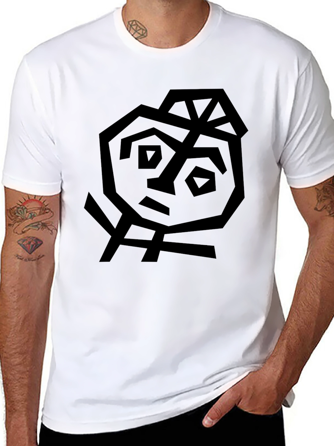Abstract Face Graphic Black T-Shirt