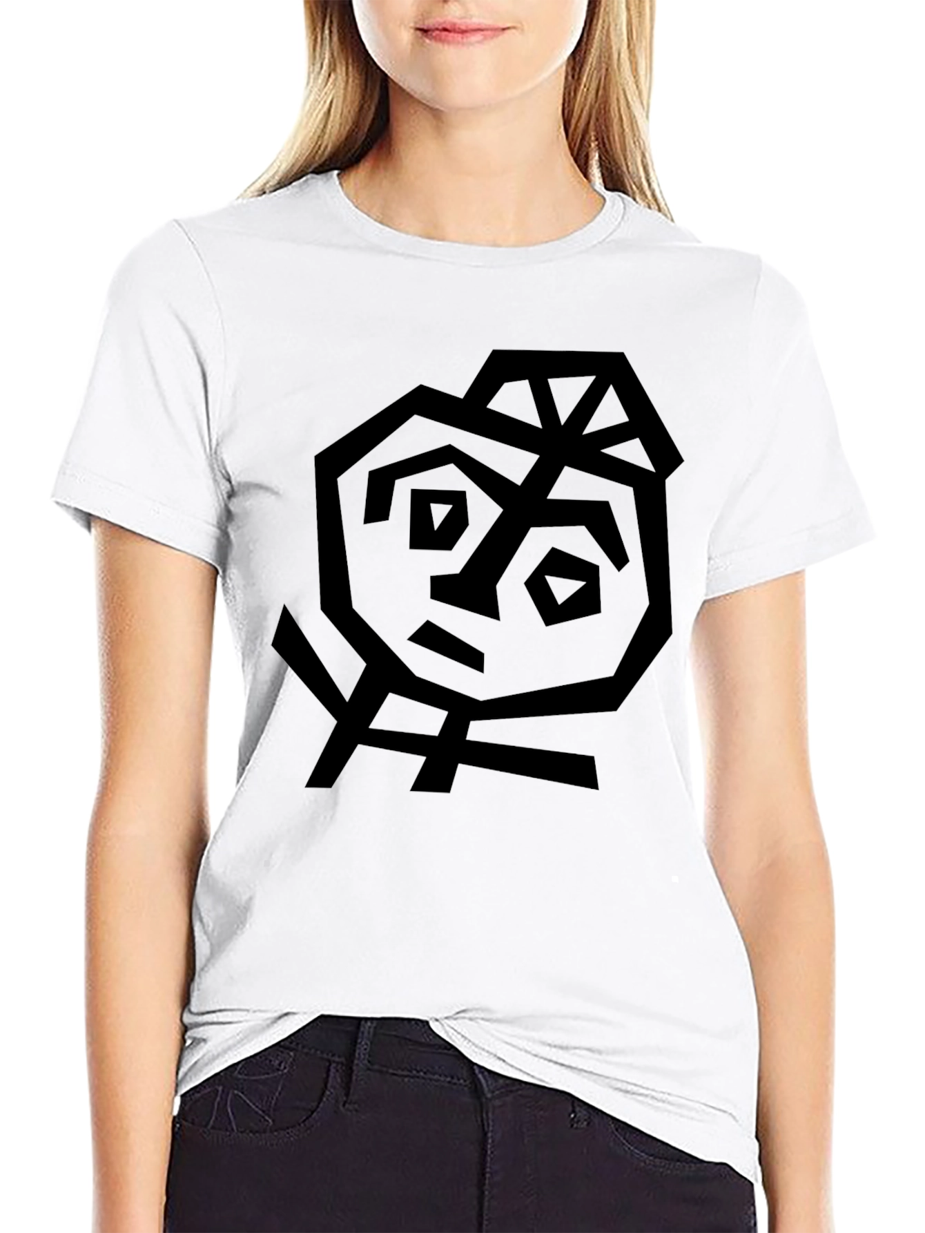 Abstract Face Graphic Black T-Shirt