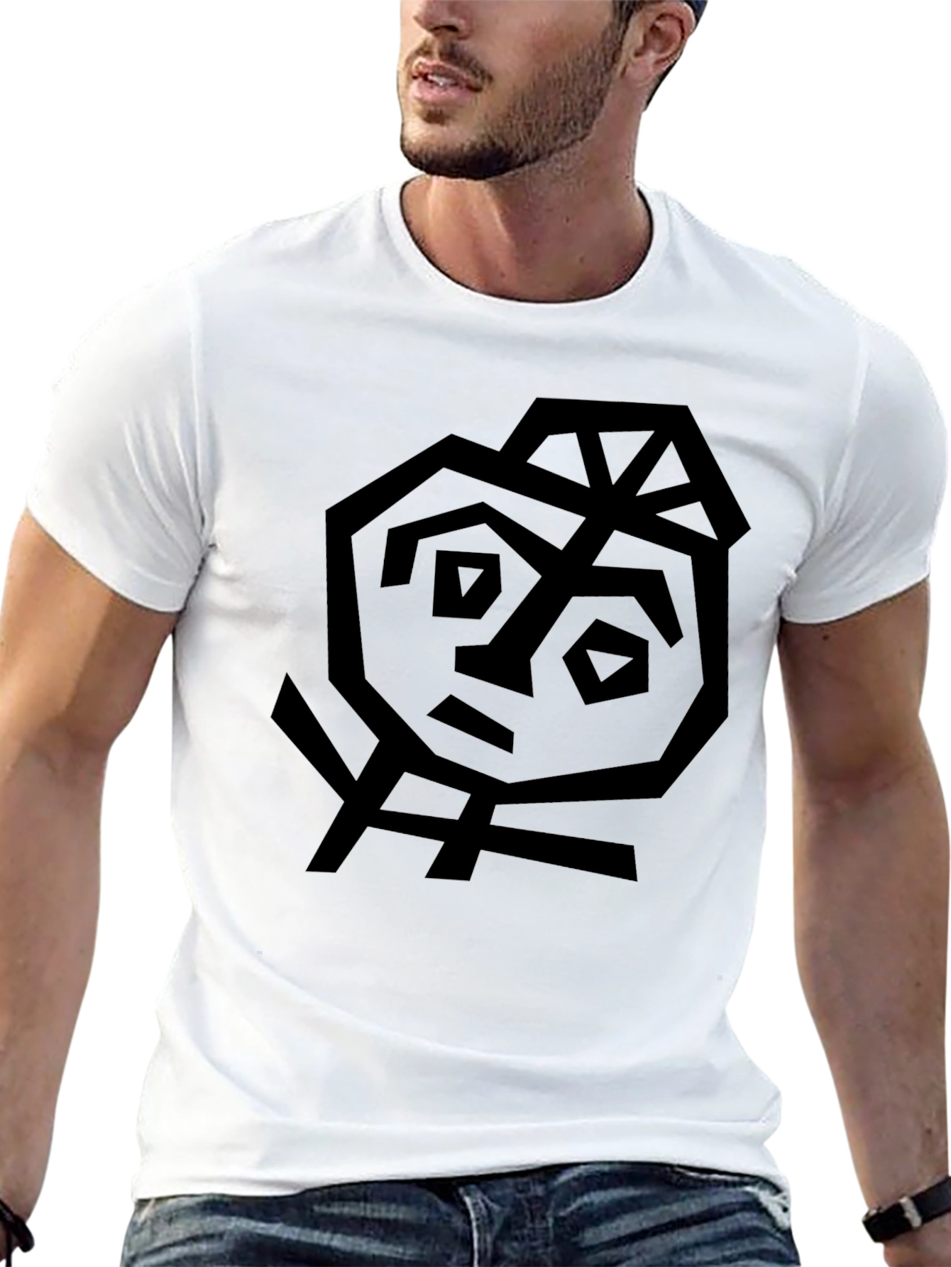Abstract Face Graphic Black T-Shirt