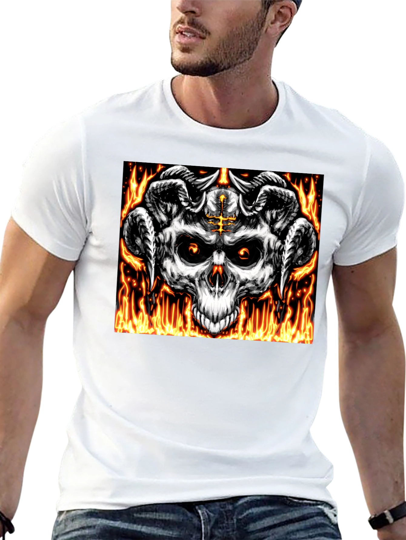 Skull & Horns Graphic Tee - Black T-Shirt
