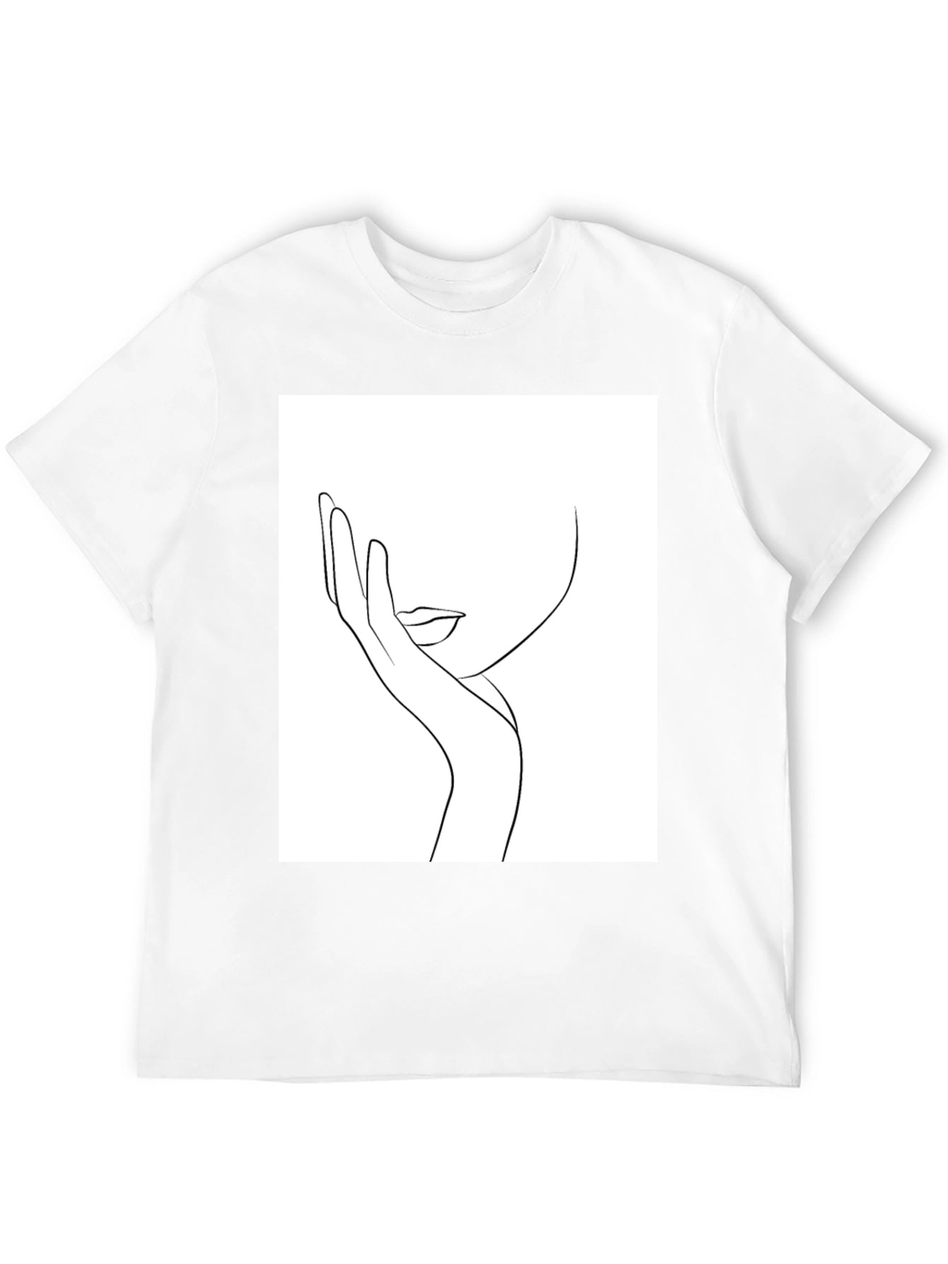 Minimalist Line Art Face Black T-Shirt