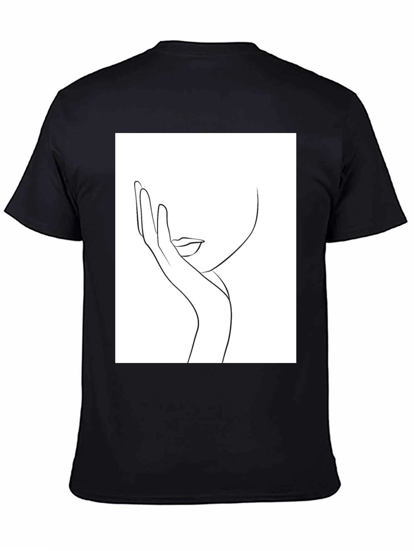 Minimalist Line Art Face Black T-Shirt